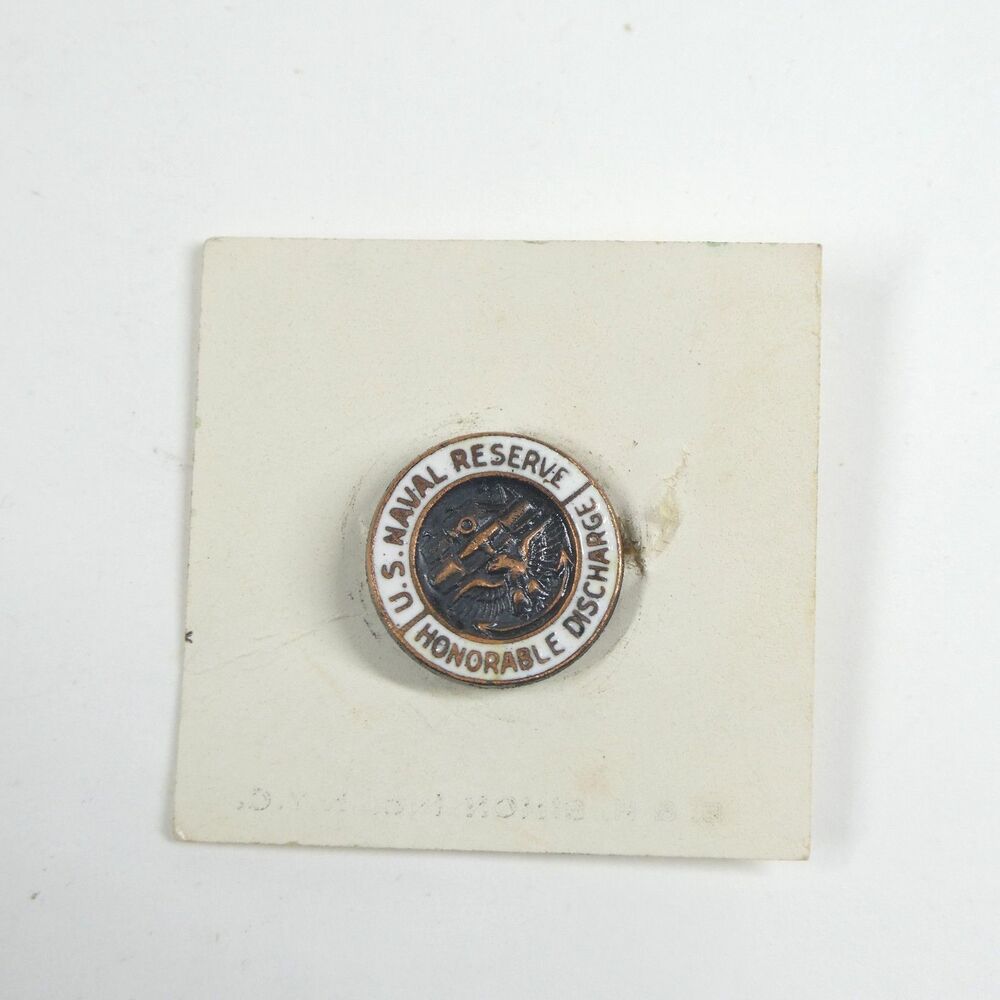 U.S. Naval Reserve Honorable Discharge Lapel Pin Stud Vintage Enamel USNR Navy